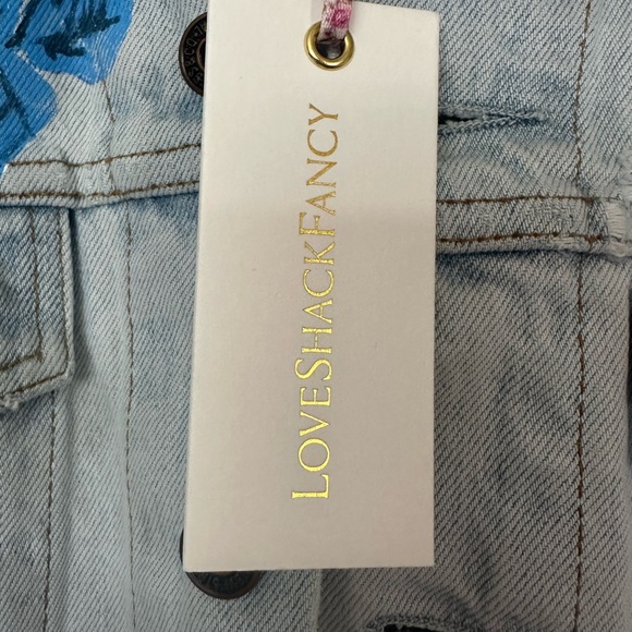 Loveshackfancy x Rialto Jean Jacket Denim Jacket with Blue Floral Embroidery - Picture 5 of 8